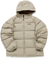Order FILA FUSION 男女寬鬆版字母Logo連帽羽絨外套 米色冬季服飾 T11U141906FBG