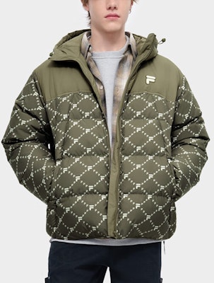 FILA Fusion Unisex Oversized Windproof Hooded Puffer Jacket - Butterfly Green. T11U443904F-KK Lookbook FILA Fusion Unisex Oversized Windproof Hooded Puffer Jacket - Butterfly Green. T11U443904F-KK
