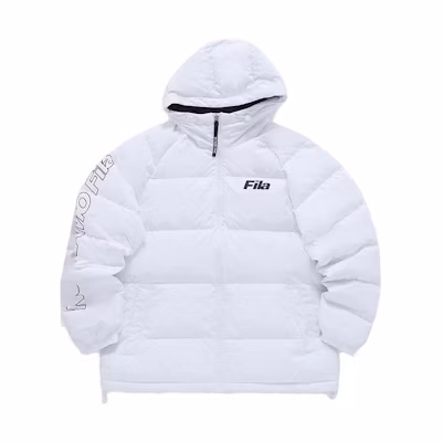 FILA Fusion Unisex White Minimalist Windproof Puffer Down Jacket. T11U346901F-WT