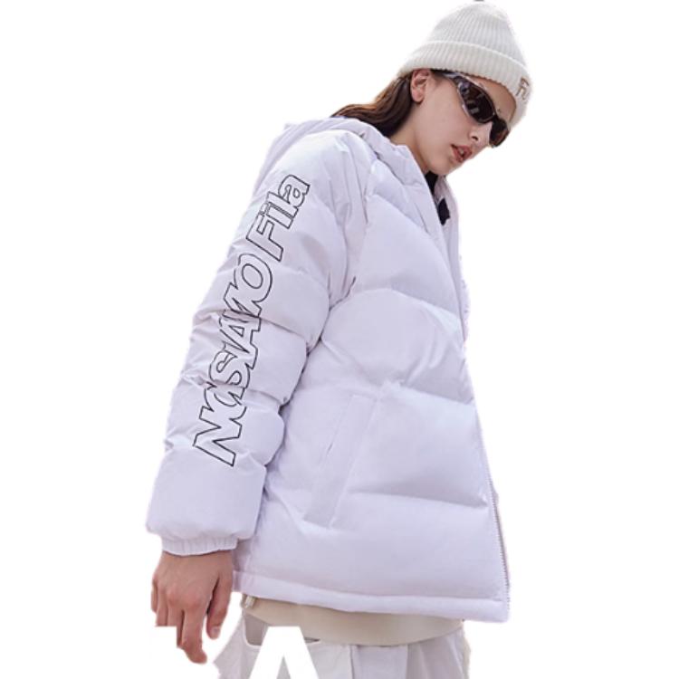 Cheap FILA Fusion Unisex White Minimalist Windproof Puffer Down Jacket. T11U346901F-WT