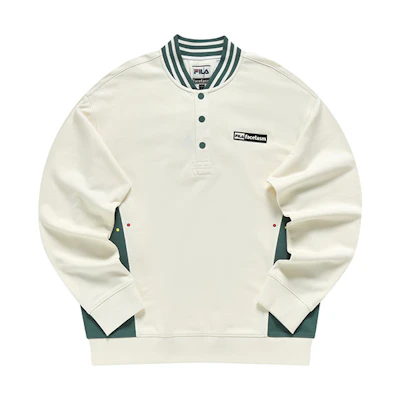 FILA Fusion White Baseball Collar Sweatshirt Casual Sportswear T11M317206F-IV