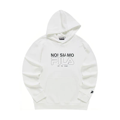 FILA FUSION White Hoodie with Minimalist Letter Print and Tennis Knit Design T11M243206FWT