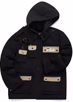 FILA FUSION Winter Black Hooded Cotton Jacket Two-Piece Set T11M113901F-BK FILA FUSION Winter Black Hooded Cotton Jacket Two-Piece Set T11M113901F-BK