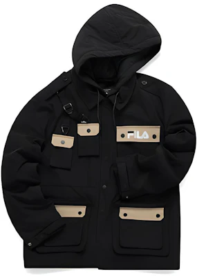 FILA FUSION 冬用ブラックフード付きコットンジャケット2点セット T11M113901F-BK Buy FILA FUSION 冬用ブラックフード付きコットンジャケット2点セット T11M113901F-BK