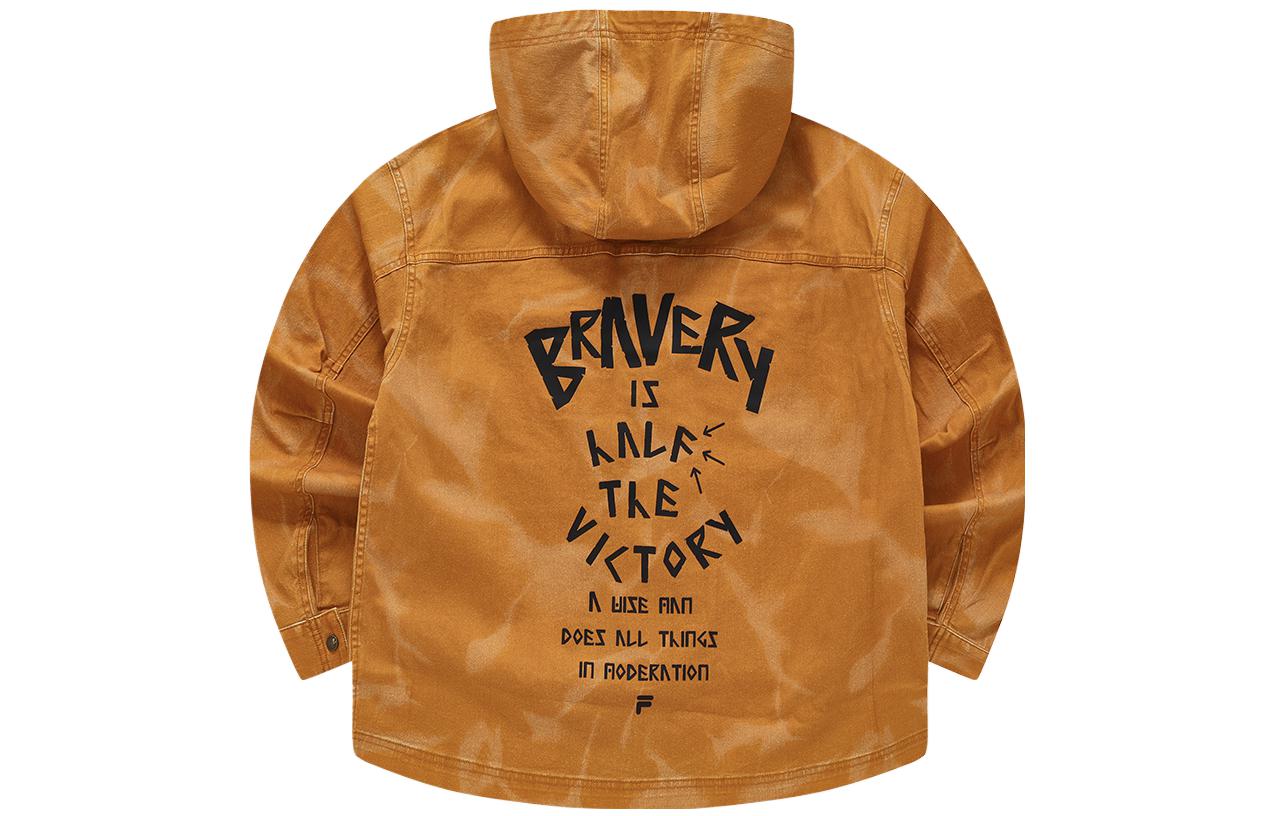 FILA FUSION Workwear Solid Logo Hooded Woven Jacket Yellow T11M343701F-YE