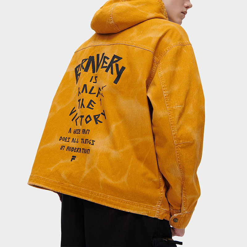 Purchase FILA FUSION Jaket Kuning Logo Solid Hooded Kerja Gaya Kasual T11M343701F-YE