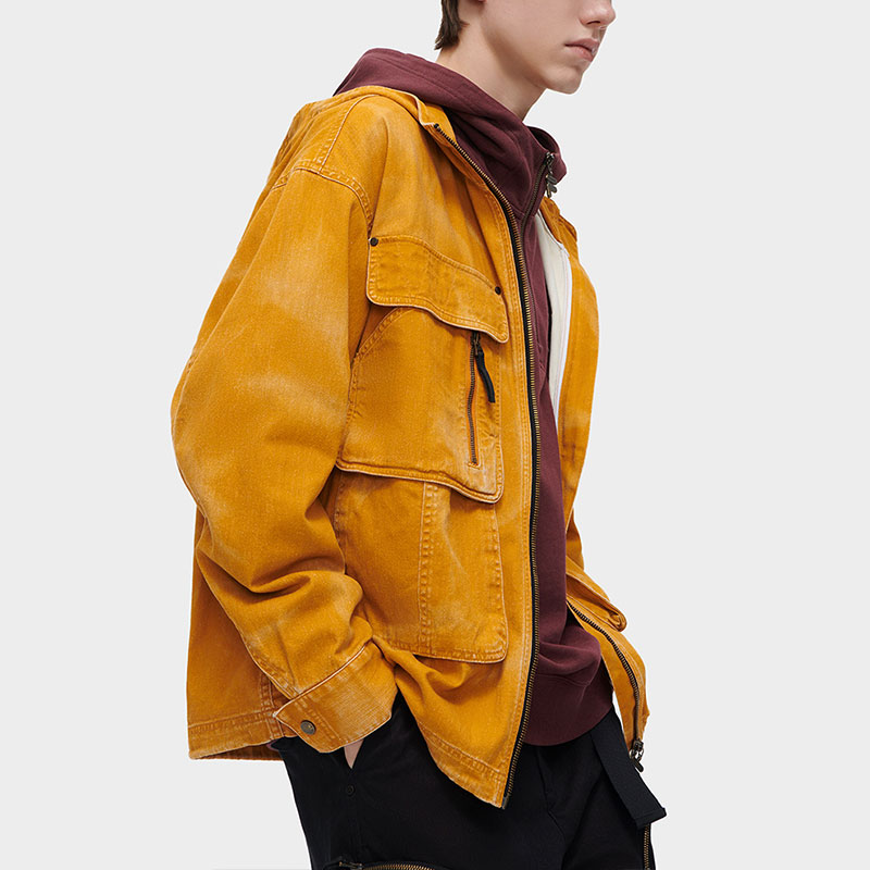 Details for FILA FUSION Jaket Kuning Logo Solid Hooded Kerja Gaya Kasual T11M343701F-YE