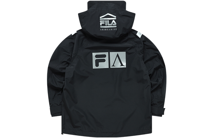 Lookbook FILA FUSION x ARIES Hoodie Jaket Hitam Unisex Koleksi Musim Gugur. T11U218704F-BK