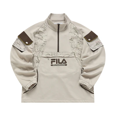FILA FUSION Baishan Colorblock Half-Zip High Collar Sweatshirt Brown Mens T11M147202F-LK