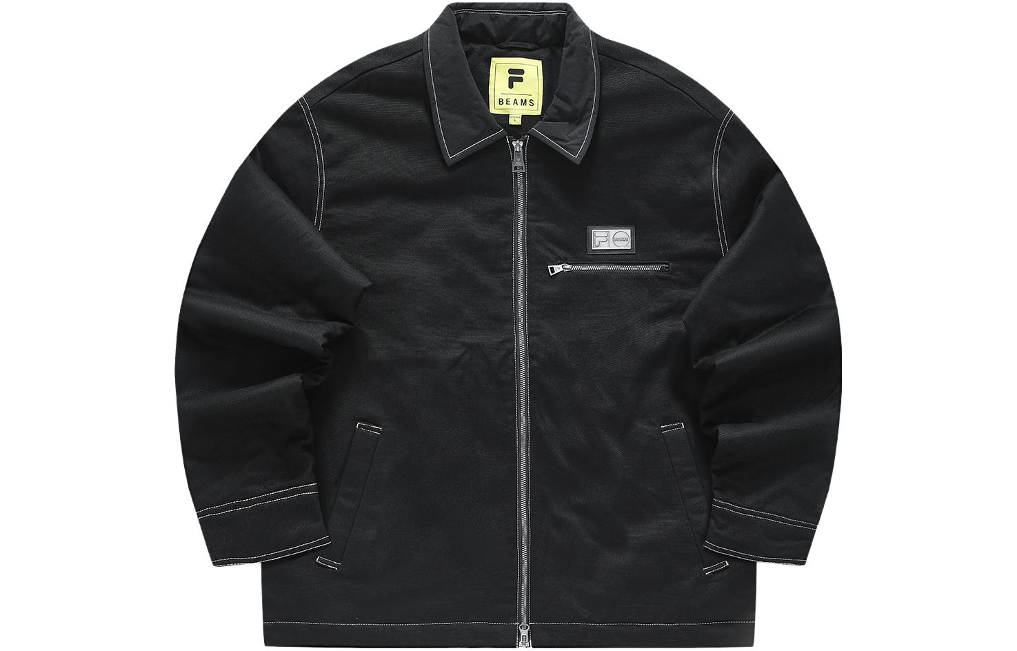 FILA FUSION BEAMS  Black Collab Loose-Fit Polo Collar Jacket. T11M349903F-BK