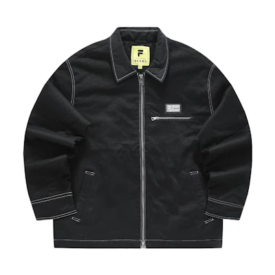 FILA FUSION BEAMS Black Collab Loose-Fit Polo Collar Jacket. T11M349903F-BK