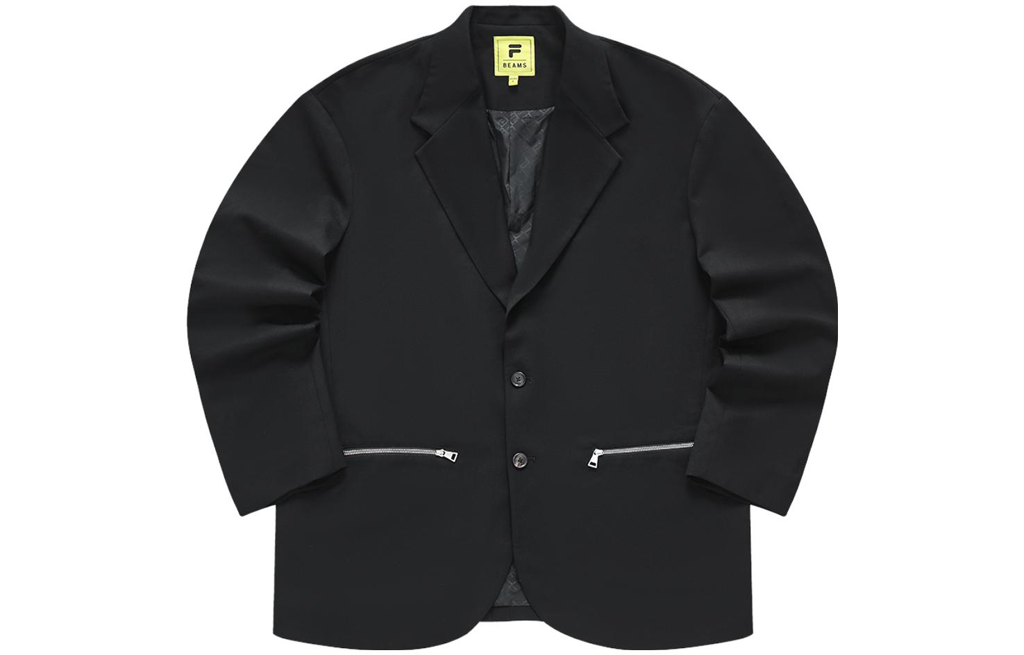 FILA FUSION x Beams  Black Loose Fit Woven Blazer Jacket Collaboration. T11M349701F-BK