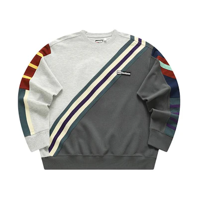 FILA Fusion FACETASM Retro Stripe Crewneck Sweatshirt Unisex Silvery Gray T11U417202F-MG