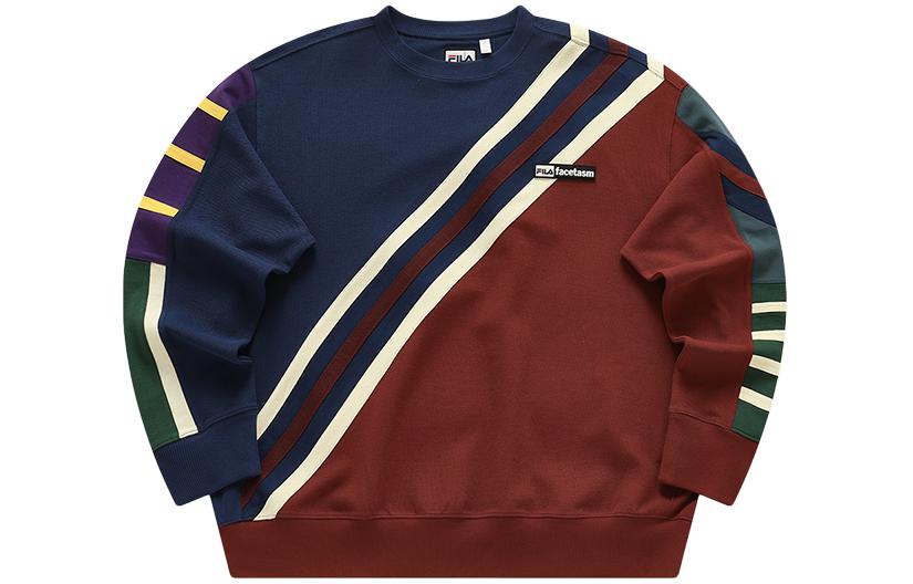 FILA Fusion FACETASM Stripe Patchwork Crewneck Sweatshirt Unisex - Hannes Blue T11U417202F-NV 圖 2