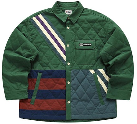 FILA Fusion x FACETASM 拼接條紋寬鬆棉外套 松針綠色 T11U417902F-GN Order FILA Fusion x FACETASM 拼接條紋寬鬆棉外套 松針綠色 T11U417902F-GN