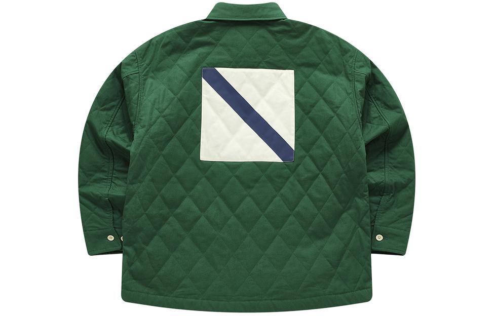 Lookbook FILA Fusion x FACETASM Jaket Katun Patchwork Longgar Hijau Pine Needle. T11U417902F-GN