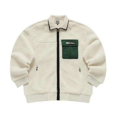 FILA Fusion FACETASM Unisex Fleece Zip-Up Jacket White. T11U417901F-IV