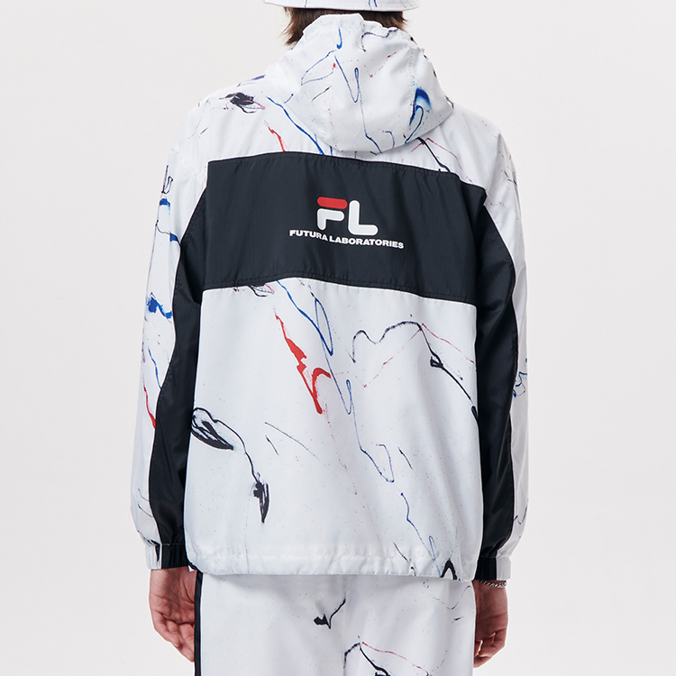 Shop FILA FUSION x FUTURA Jaket Hoodie Kolaborasi Putih Motif Splatter. T11M138704F-WT