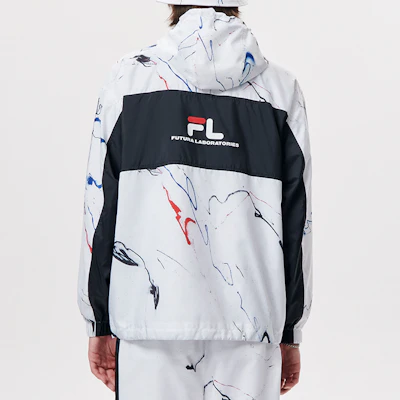 FILA FUSION x FUTURA Jaket Hoodie Kolaborasi Putih Motif Splatter. T11M138704F-WT Shop FILA FUSION x FUTURA Jaket Hoodie Kolaborasi Putih Motif Splatter. T11M138704F-WT