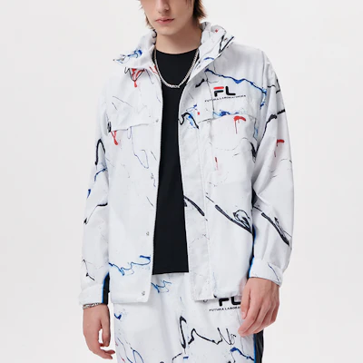 FILA FUSION x FUTURA Jaket Hoodie Kolaborasi Putih Motif Splatter. T11M138704F-WT Purchase FILA FUSION x FUTURA Jaket Hoodie Kolaborasi Putih Motif Splatter. T11M138704F-WT