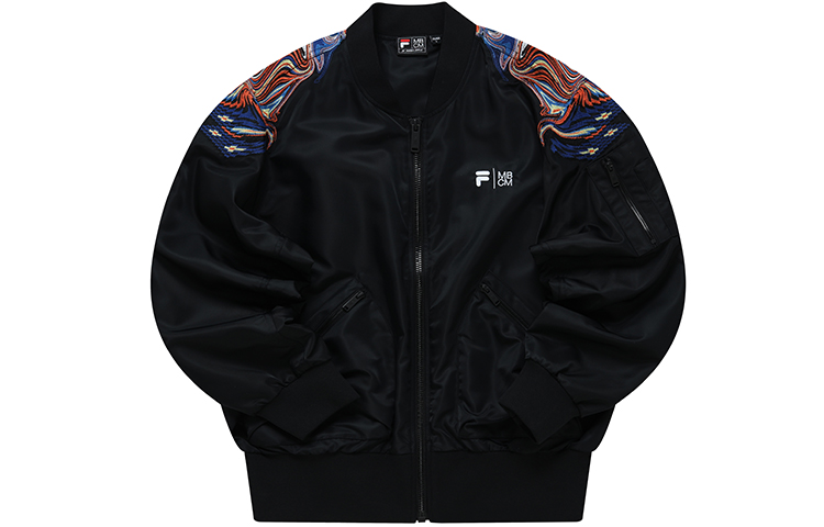 FILA FUSION Marcelo Burlon Black Graphic Woven Bomber Jacket T11M229704F-BK