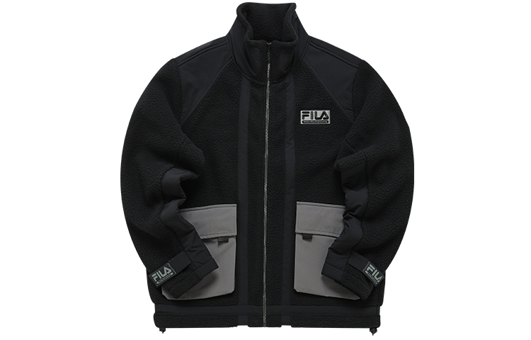 FILA Fusion White Mountaineering Black Sherpa Fleece Logo Jacket. T11M147504F-BK