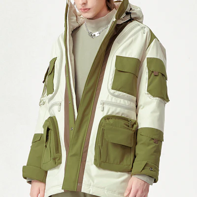 FILA Fusion x White Mountaineering 拼色連帽羽絨外套 米色. T11M147905F-LK Shop FILA Fusion x White Mountaineering 拼色連帽羽絨外套 米色. T11M147905F-LK