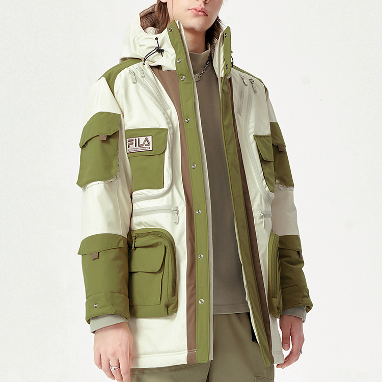 FILA Fusion White Mountaineering Colorblock Hooded Down Jacket Beige. T11M147905F-LK 圖 7