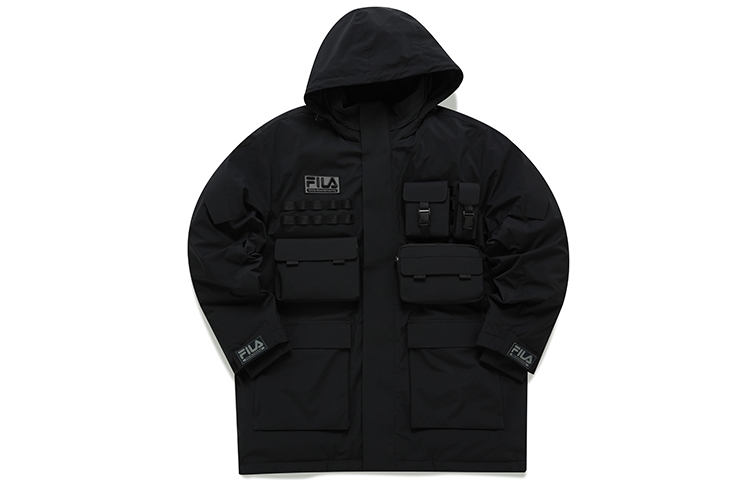 FILA Fusion White Mountaineering Detachable Pocket Down Jacket Black Mens. T11M147908F-BK