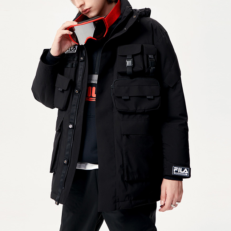 FILA Fusion White Mountaineering Detachable Pocket Down Jacket Black Mens. T11M147908F-BK 圖 7