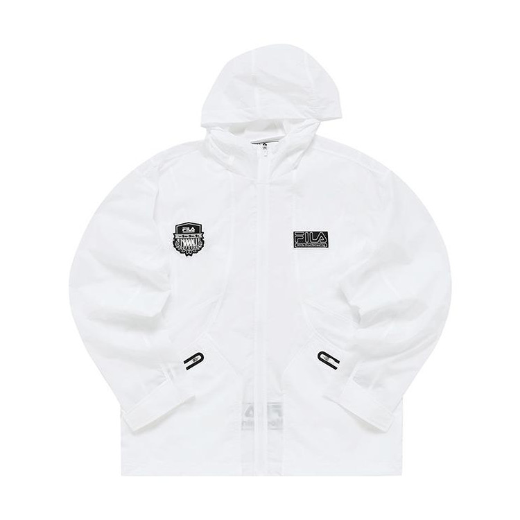 FILA Fusion White Mountaineering Logo Print Zip Jacket Hoodie Men White T11M227703F-WT