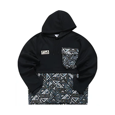 FILA FUSION WM White Mountaineering Geometric Logo Hoodie Black T11M217202F-BK
