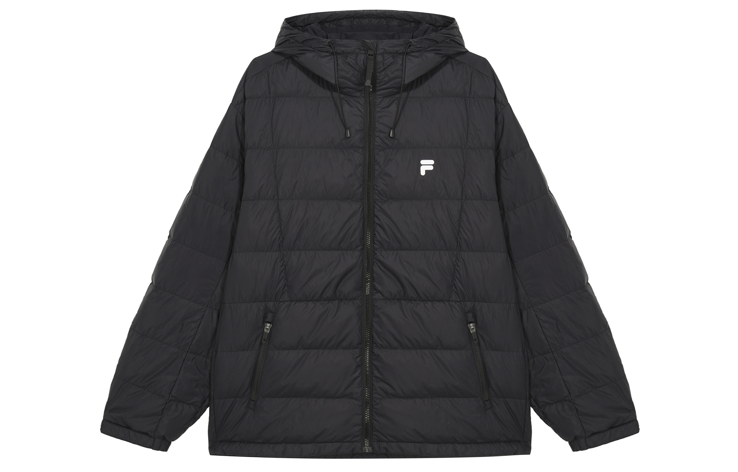 FILA FUSIONEER  Black Hooded Down Jacket - Warm & Comfortable Fit. T11M445908F-BK