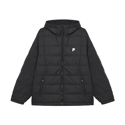 FILA FUSIONEER Black Hooded Down Jacket - Warm & Comfortable Fit. T11M445908F-BK