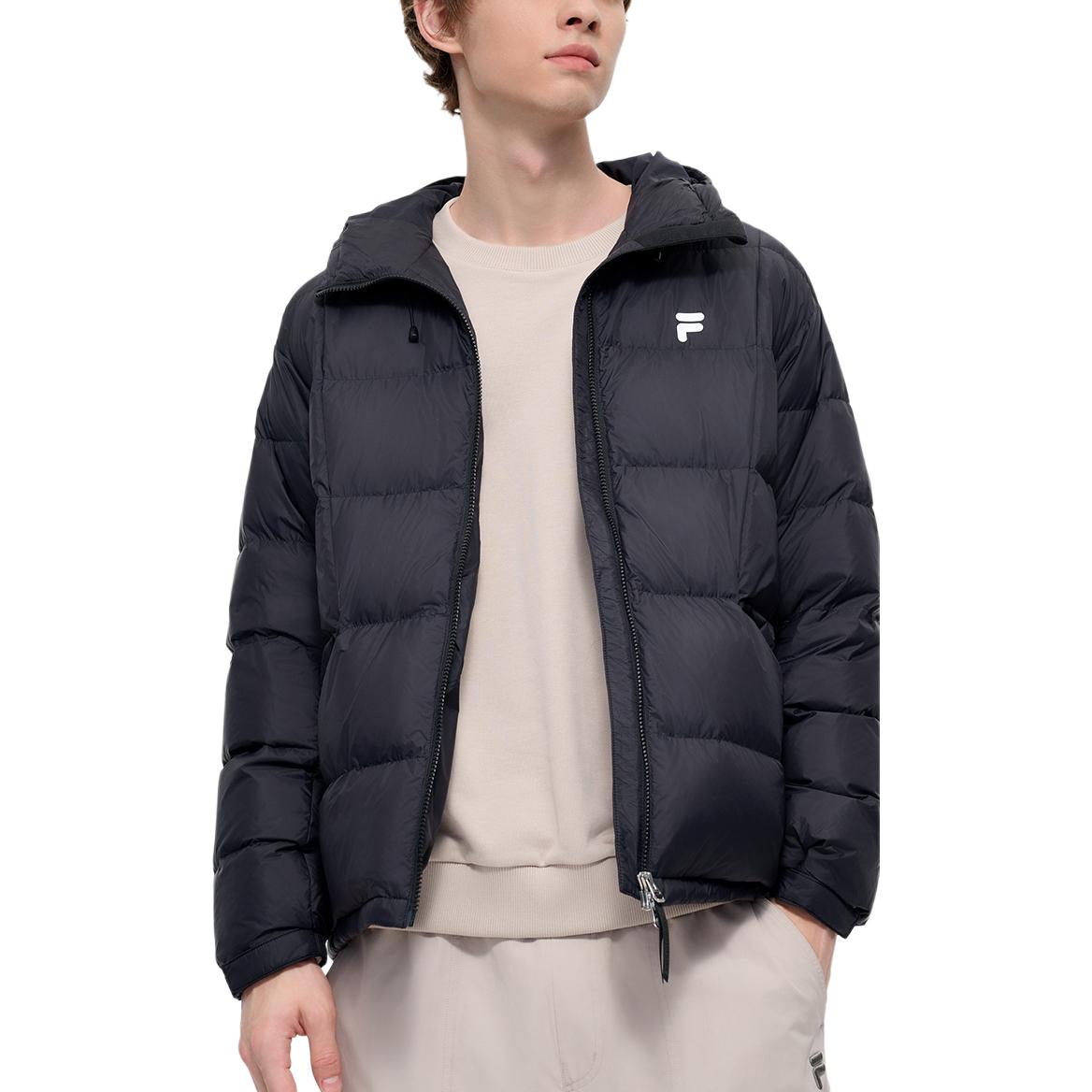 Lookbook FILA FUSIONEER  Black Hooded Down Jacket - Warm & Comfortable Fit. T11M445908F-BK