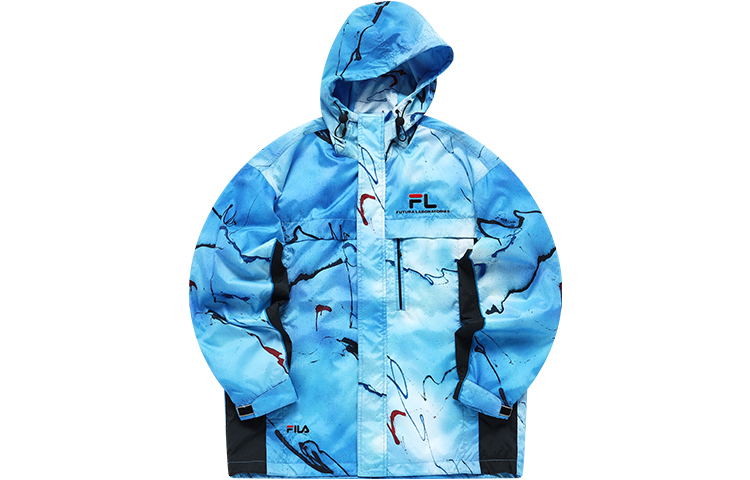 FILA Futura Collab Splatter Print Hooded Windbreaker Jacket Blue () T11M138704F-BL