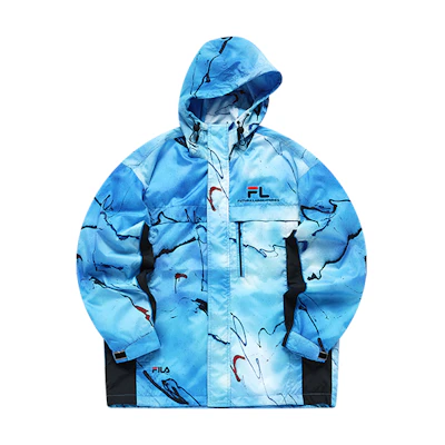 FILA Futura Collab Splatter Print Hooded Windbreaker Jacket Blue () T11M138704F-BL