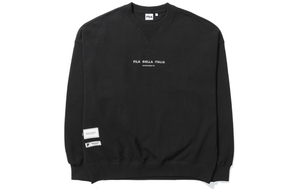 FILA FW22 Black Casual Sweatshirt with Solid Logo Embroidery FS2POE1103X-BLK