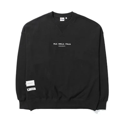 FILA FW22 Black Casual Sweatshirt with Solid Logo Embroidery FS2POE1103X-BLK
