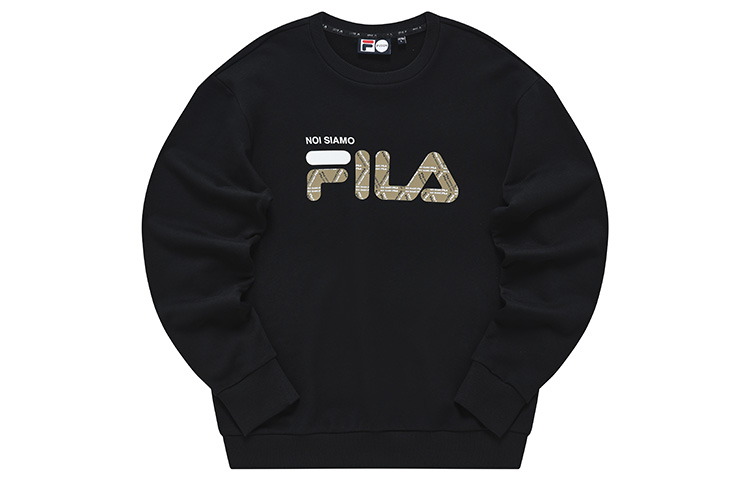 FILA FW22 Black Crewneck Pullover Sweatshirt with Large Logo T51M041209ABK