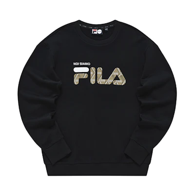 FILA FW22 Black Crewneck Pullover Sweatshirt with Large Logo T51M041209ABK