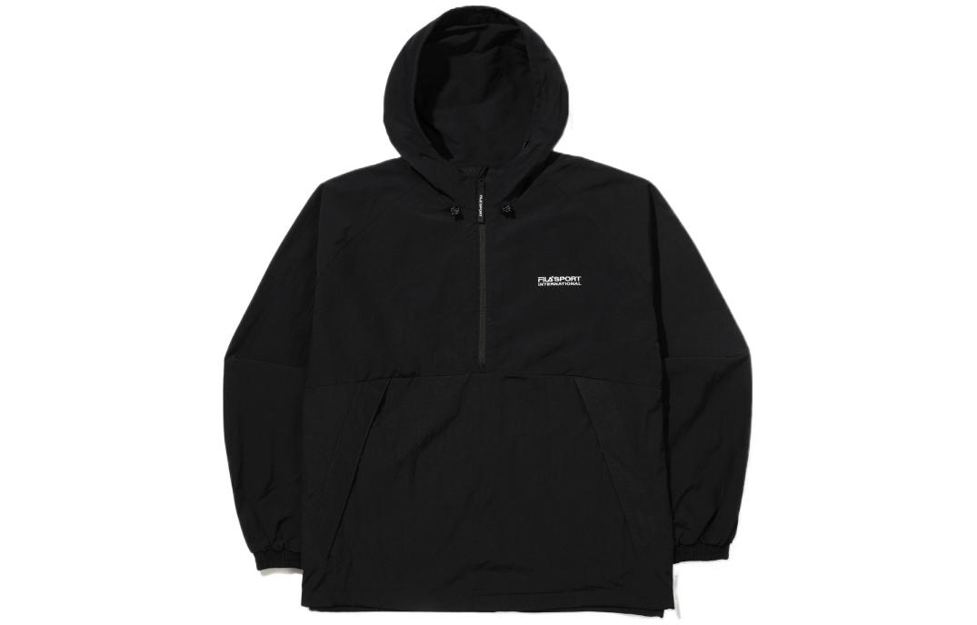 FILA FW22 Black Half-Zip Logo Pullover Loose-Fit Sweatshirt FS2JKE3602X-BLK