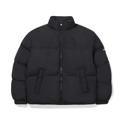 FILA FW22 Black High-Neck Zip Jacket with Solid Logo Patch Unisex Casual Wear FE2DJE6101X-BLK