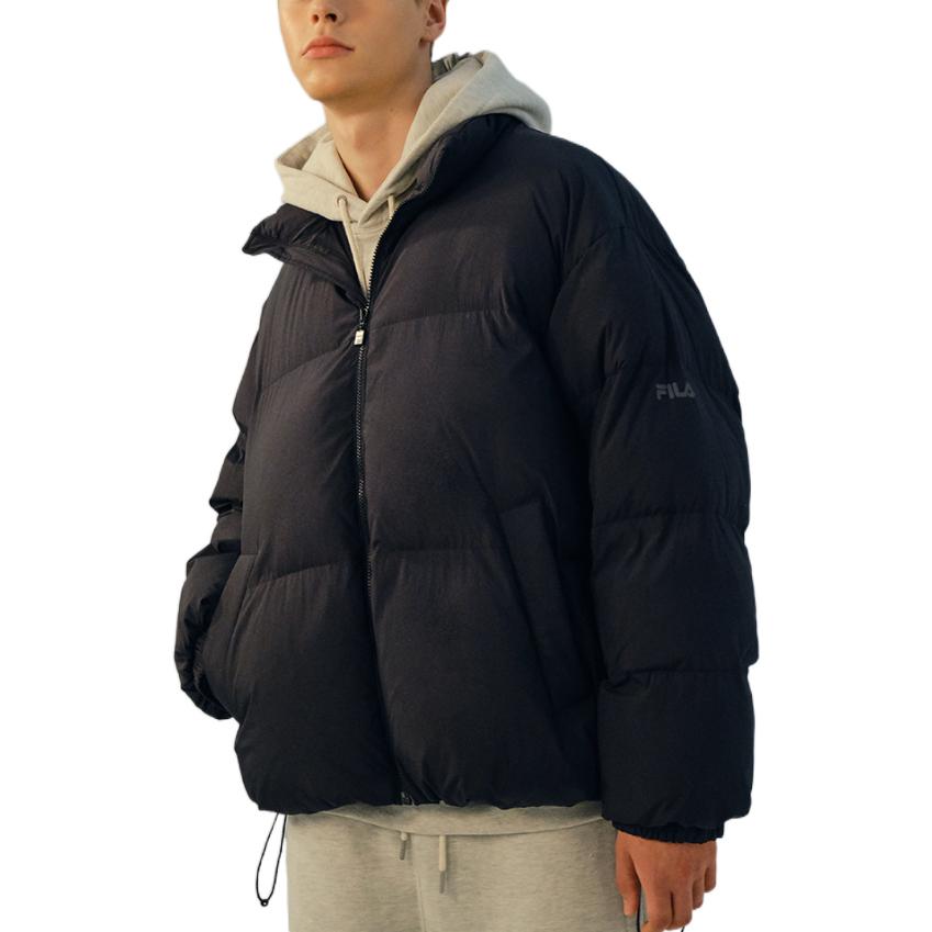 Purchase FILA FW22 黑色高领拉链夹克带简约标志补丁 男女休闲服 FE2DJE6101X-BLK