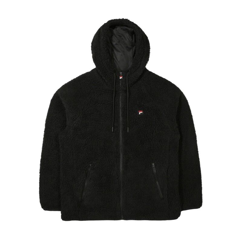 FILA FW22 Black Hoodie Jacket with Back Logo Embroidery Unisex FE2JKE6101X-BLK