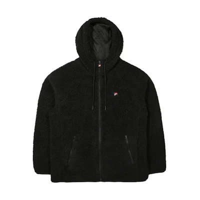 FILA FW22 Black Hoodie Jacket with Back Logo Embroidery Unisex FE2JKE6101X-BLK
