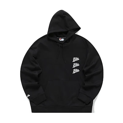 FILA FW22 Black Letter Print Pullover Hoodie Long Sleeve T11M212204F-BK
