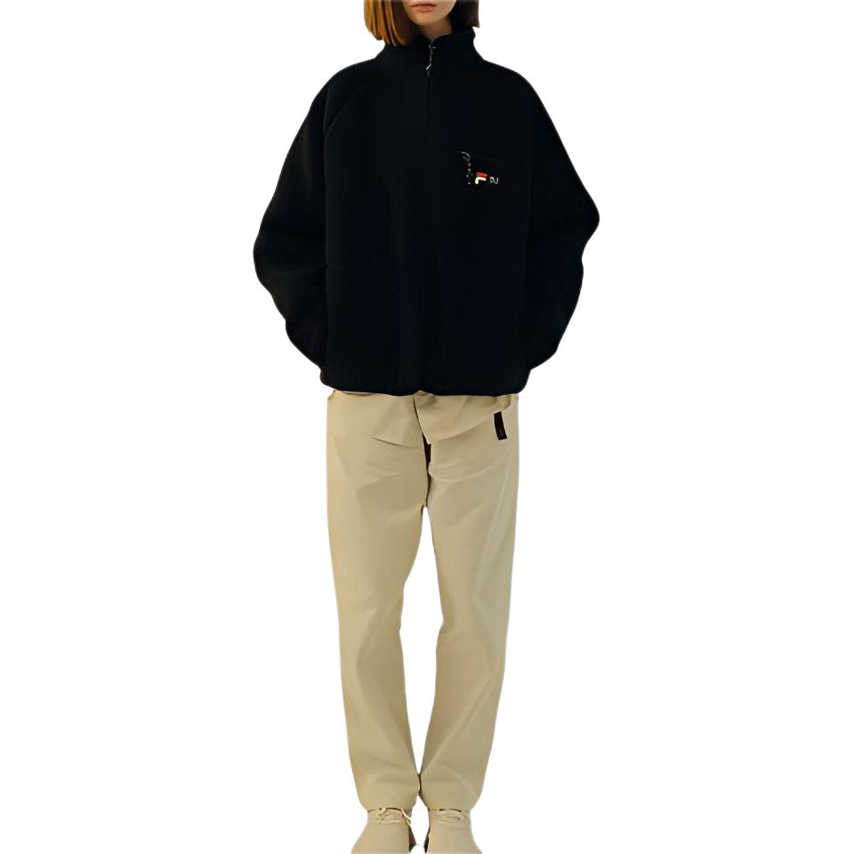 FILA FW22 Black Logo Zip-Up Jacket Unisex FE2JKD6118X-BLK