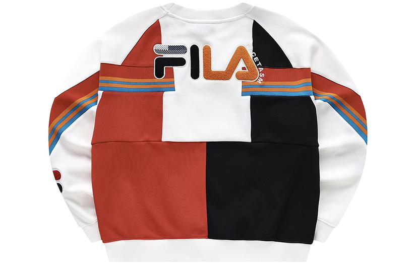 FILA FW22 Colorblock Embroidered Logo Pullover Sweatshirt Men’s Cloud White T11M247201F-WT