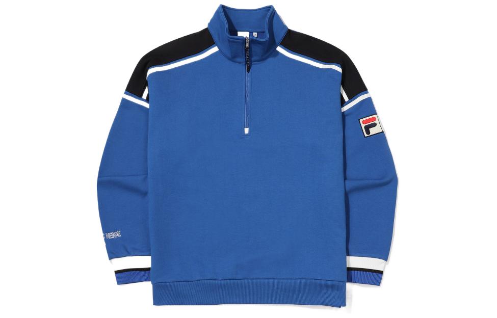 FILA FW22 Colorblock Half-Zip Oversized Long-Sleeve Sweatshirt Blue Unisex FS2POE4121X-DBU